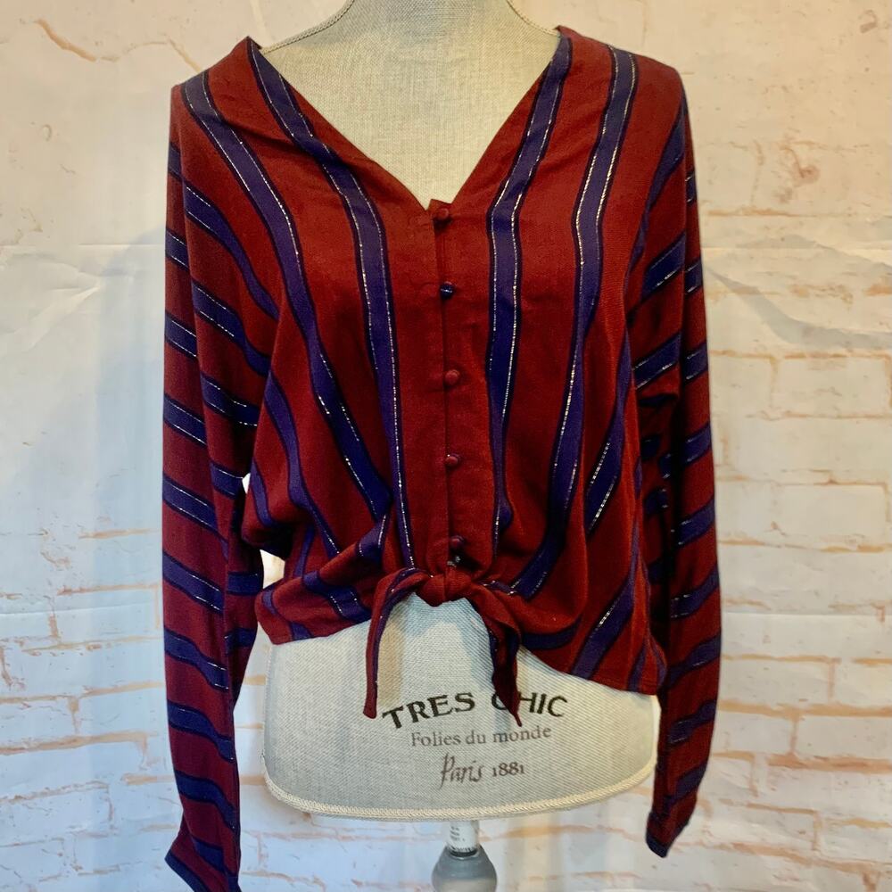 Rails Metallic Striped Button Front Top - image 4